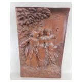 "Les Bretonnes" carved oak relief panel