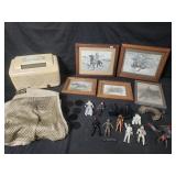 Box of misc. Vintage radio, Panasonic vest,