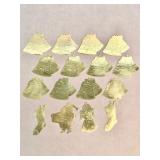 16 vintage stamped and engraved brass Christmas