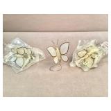 10 vintage capiz shell & brass butterfly