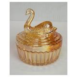 Vintage Jeannette style carnival glass swan