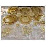 21pc yellow topaz/yellow depression glass