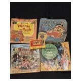 Lot of 5 assorted Disney books, vinyls,  and