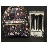 Lot of make up brushes and back pack