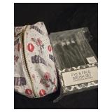 Lot of make up brushes and make up bag