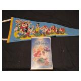 Lot of 2 Disney collectibles vhs and flag
