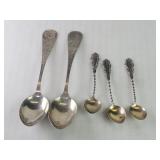 Antique sterling silver spoons and 3 demitasse