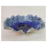 Signed ceramic bowl with ruffled edges