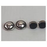 Silver clip-on earrings and silver and onyx