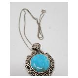 Sterling silver and turquoise pendant on