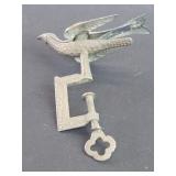 Victorian brass sewing bird clamp and pin holder