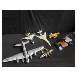 Collection of die-cast and plastic model airplanes