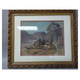 Pencil signed pastel on paper depicting a