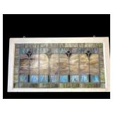 Vintage stained and leaded glass window transom