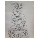 Signed 1984 King Pacal engraving on leather