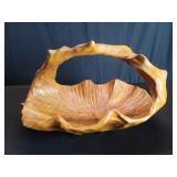 Hand carved burl wood basket