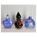 Three studio art glass perfume bottles
