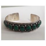 Native American sterling silver and malachite
