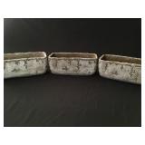 3 vintage rectangular bonsai tree planters