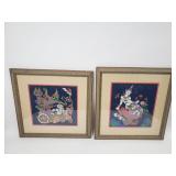 Pair of Thai paintings on fabric