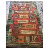 Vintage native wool rug with  figures: animals &