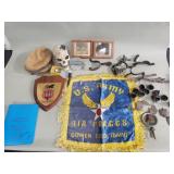 Box of miscellaneous, wind chimes, vintage U.S