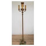 Vintage onyx and brass candelabra floor lamp