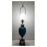 Vintage pottery glazed, acrylic and brass table