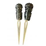 Pair of 925 silver & onyx letter openers