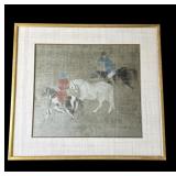 Framed vintage Tribute Horses lithograph