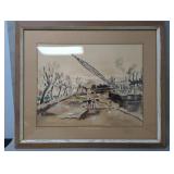 Framed lithographs of Andre Dunoyer de Segonzac