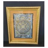 Tibetan Thangka mixed media under glass.