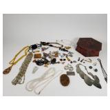 Collection of vintage costume jewelry with