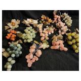 Vintage polished rose quartz & jadeite grapes