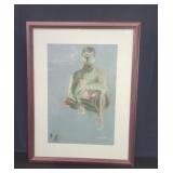 Signed pastel drawing of a man