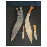 Vintage Indian Kukri knife with leather and wood