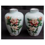 Pair of vintage Japanese floral cloisonnï¿½ vases