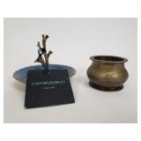 Vintage engraved Indian brass water pot and
