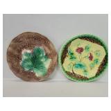 Pair antique Majolica plates