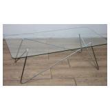 Vintage zig zag chrome base coffee table with