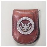 Kennedy silver half dollar leather money clip