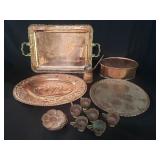 Collection of vintage copper trays, Turkish