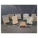 Collection of vintage wood block stamps with i
