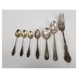 Antique sterling silver spoons and fork