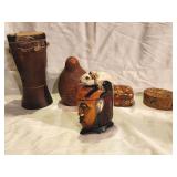 Vintage African & Kashmir carved wood boxes