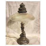 Vintage silver plate mermaid deco style table lamp