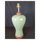 Asian celadon pottery table lamp with flying