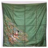Japanese temple green satin emb. corner gilt