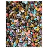 Assorted tumbled semiprecious stones and quartz