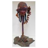 Mixed media tribal-style hand painted mask on